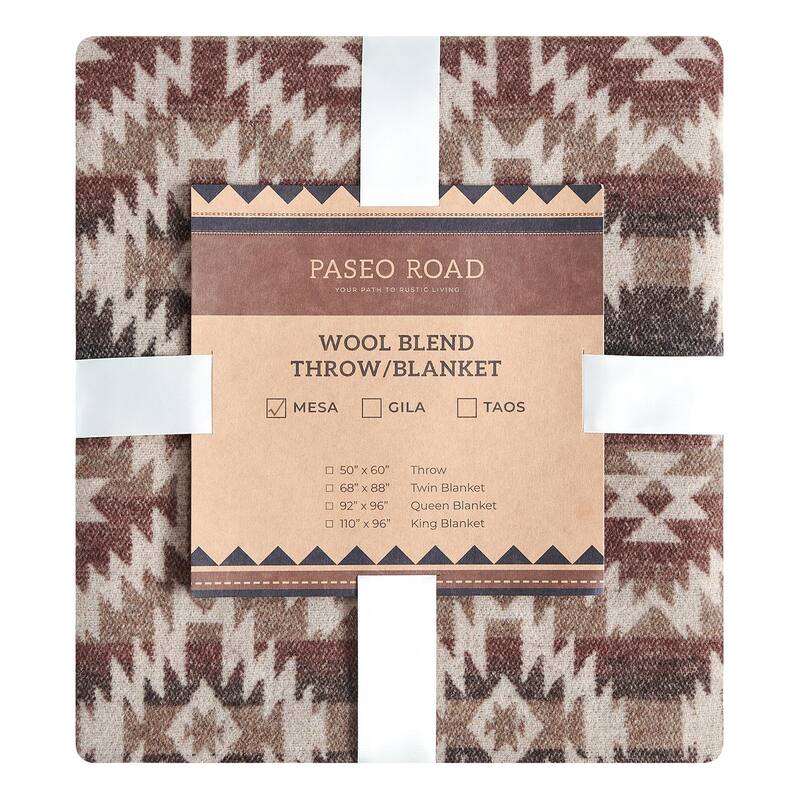 Paseo Road by HiEnd Accents Mesa Wool Blend Southwestern Aztec Throw Blanket, 1PC