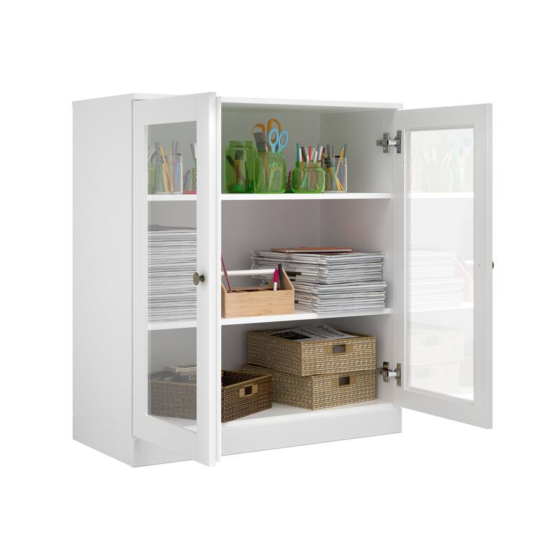 Palace Imports 100% Solid Wood TV Stand with Clear Glass Doors for TVs up to 32"