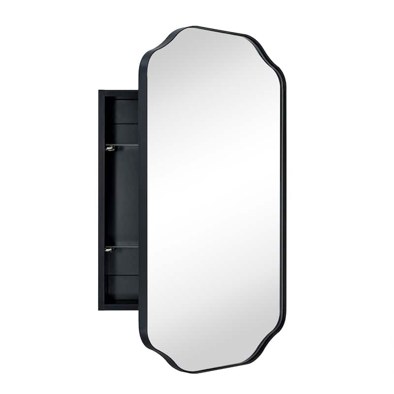 TEHOME Arched Metal Surface Mount Medicine Cabinet with Mirror Rectangle Bathroom Cabinet