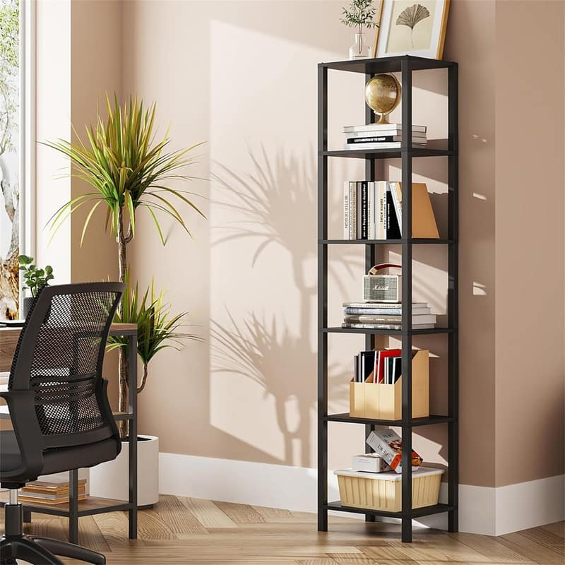 6 Tier Tall Book Shelf - 10.7"D x 15"W x 65.3"H