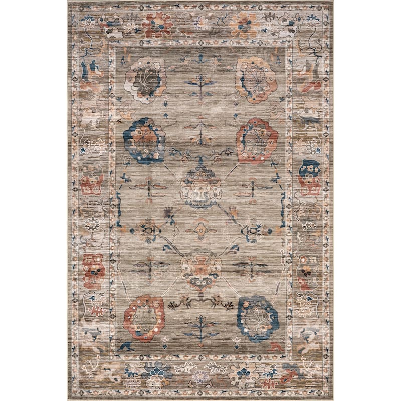 Nuloom Cleora Vintage Floral SplashGuard Machine Washable Area Rug