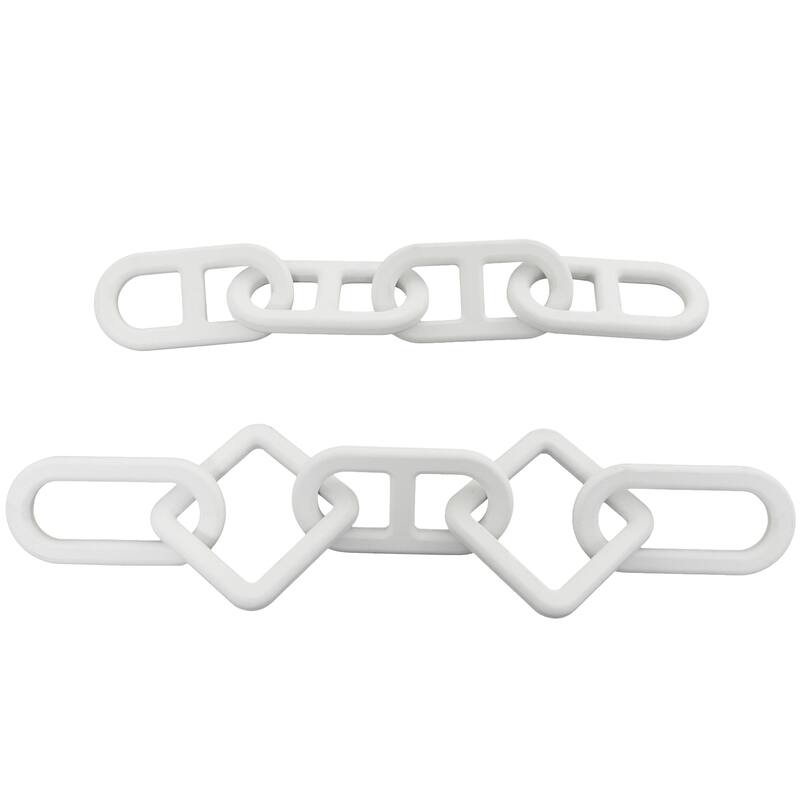 Wood Chain Decorative Sculpture - Set of 2 White or Black - CosmoLiving by Cosmopolitan - White
