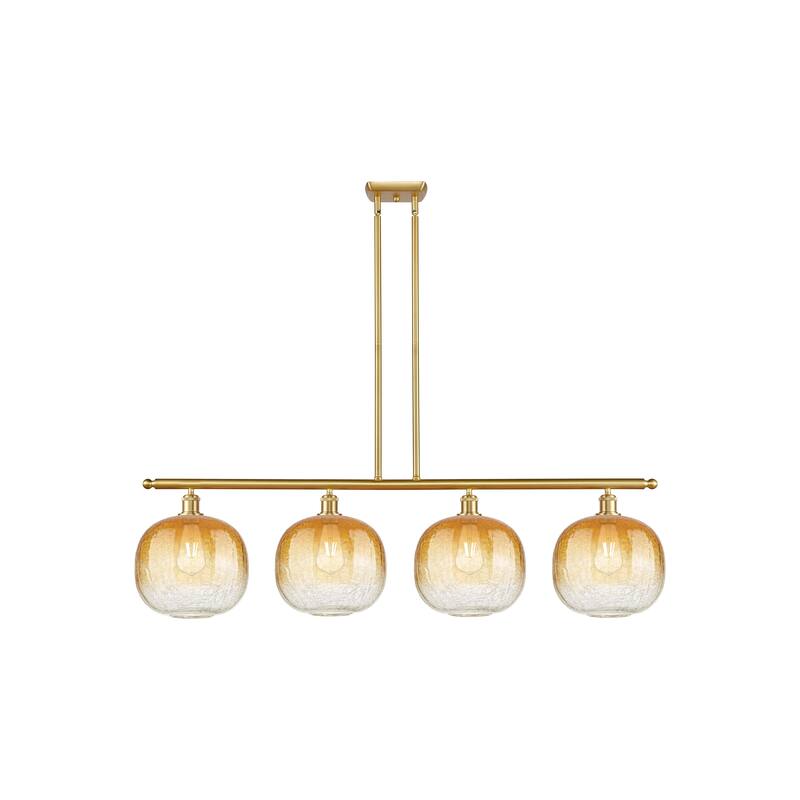 Innovations Lighting Endless Possibilities Ballston - Brookhaven Sphere - 4 Light 49" Stem Hung Island Light - Satin Gold/Amber