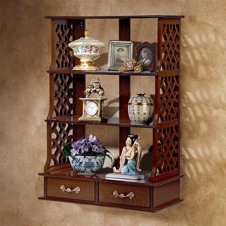 Design Toscano Chinese Chippendale-Style Triple Shelf Hardwood Curio