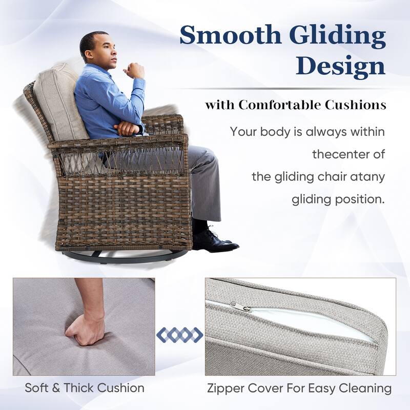 Gymojoy Outdoor Wicker Set of 2 Swivel Glider Chairs
