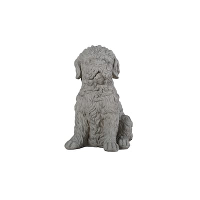 Tranquil Guardian Curled Sitting Dog Memorial Statue