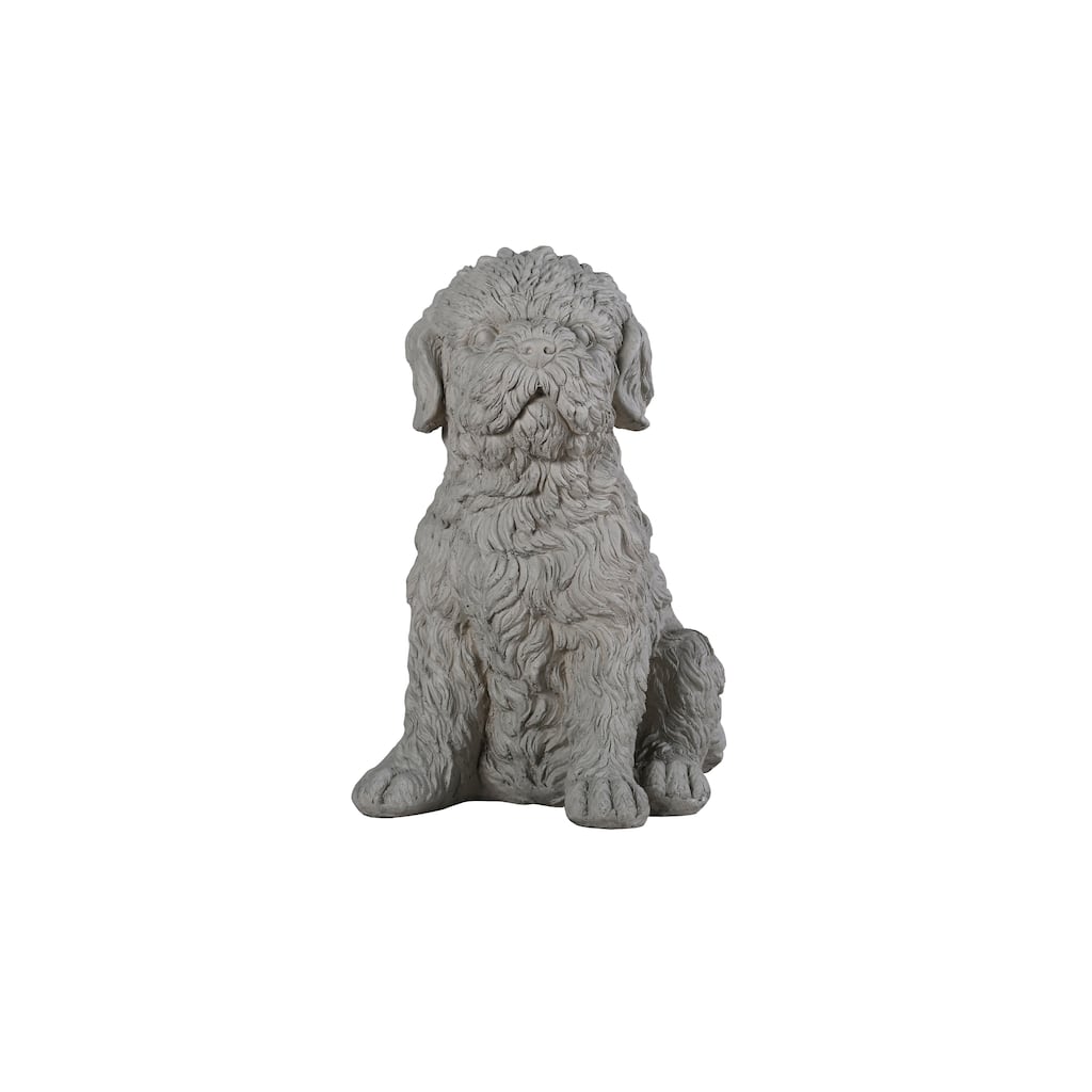 Tranquil Guardian Curled Sitting Dog Memorial Statue