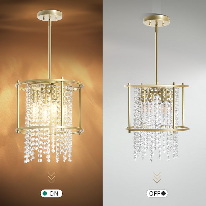 Round 4-Light Dining Room Crystal Light Chandelier Fixture for Kitchen Island Dining Room