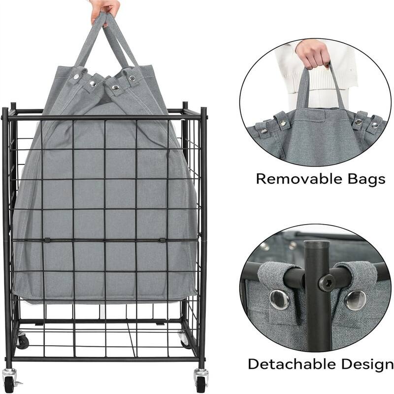 Laundry Hamper with Wheels - 16.9"L x 12.2"W x 28.1"H