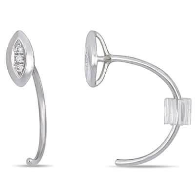 Miadora 18k White Gold Diamond Accent Marquise 3-stone Wire Earrings - 3.4 mm x 3 mm - 3.4 mm x 3 mm