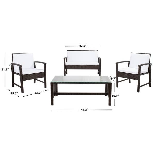 dimension image slide 2 of 4, SAFAVIEH Outdoor Living Krissy 4-Piece Patio Set