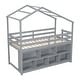 preview thumbnail 10 of 18, Twin Size House Loft Bed wRoof, Under Bed Shelving Storage Unit, Platform Bed with Guardrails and Ladder, No Box Spring Needed