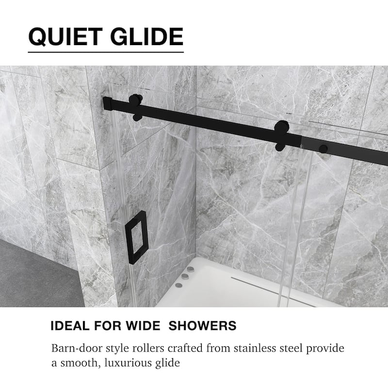 60 in. W x 58 in. H Single Sliding Tub Door with Clear Tempered Glass - 60" x 58"