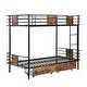 preview thumbnail 18 of 20, Industrial Modern Space-saving Twin XL over Twin XL Metal Bunk Bed with MDF Board Guardrail and Two Storage Drawers, Silver