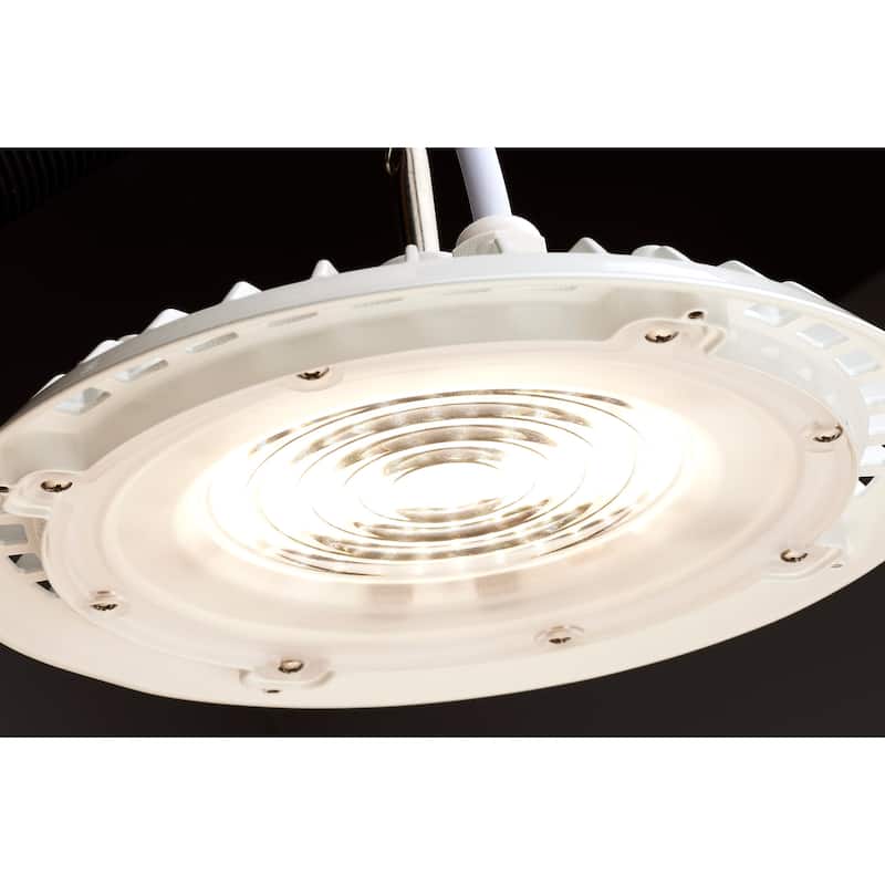 80 Watt Hi-Pro Shop Light with Plug 8" Dia. 5000K White Finish 120 Volt