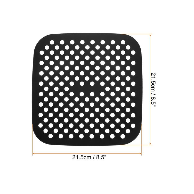 4 Pcs Reusable Silicone Air Fryer Liners Mat, Square - Black - 8.5"