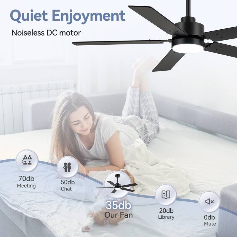 36/42/48/52/56/62/72/84-Inch Reversible Blade Integrated LED Ceiling Fan with Light Remote