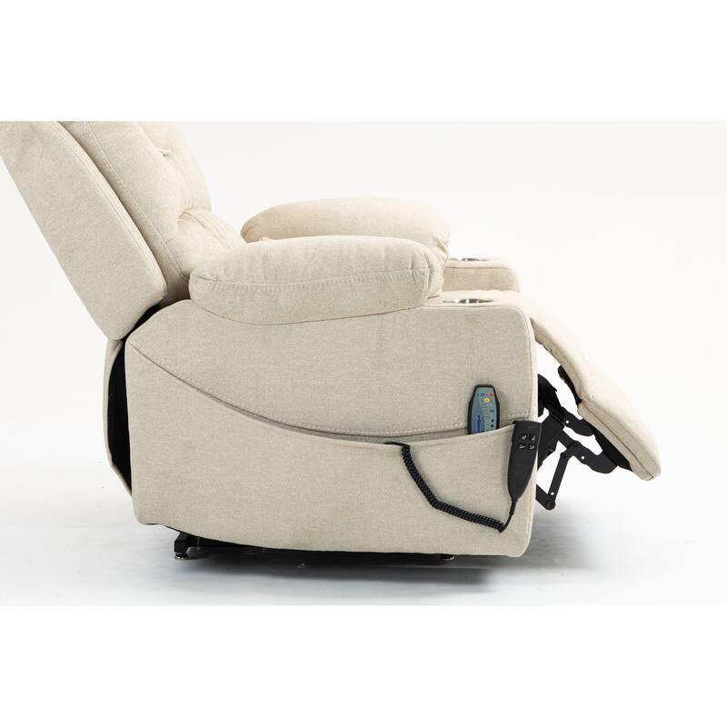 Velvet Oversized Power Lift Recliner Chair, Dual OKIN Motors & Cup Holders