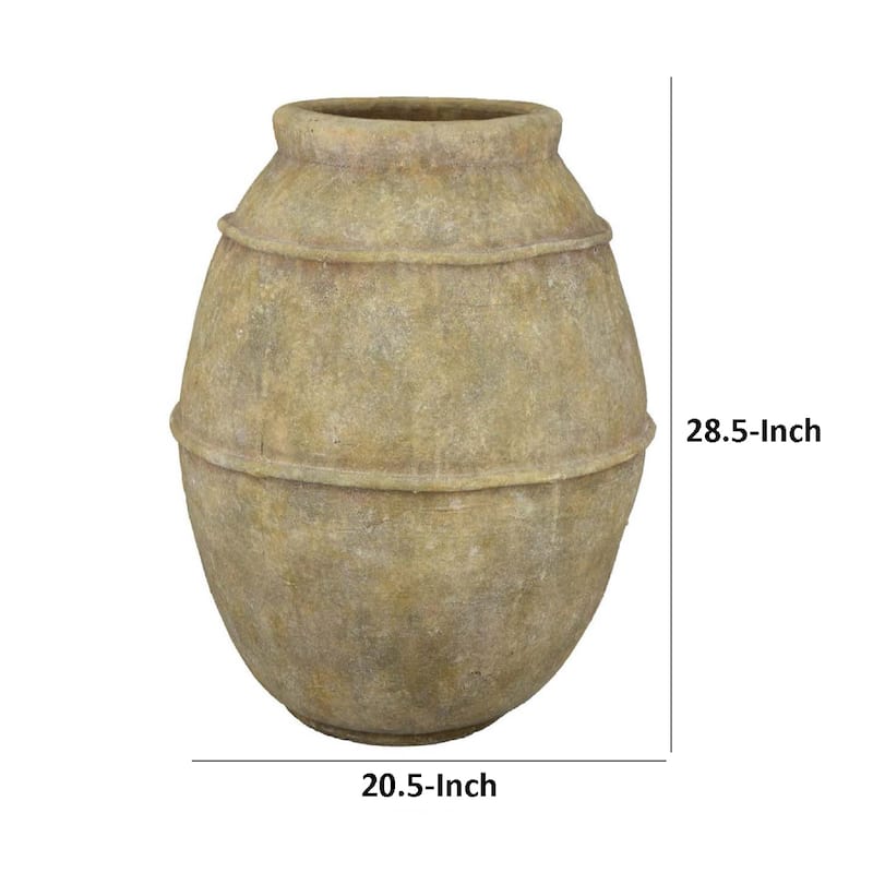 Lia Garden Planter, 29 Inch Tall Round Pot, Earthy Brown Terracotta