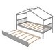 preview thumbnail 45 of 43, Twin Size Wooden House Bed with Twin Trundle with Roof for Kids
