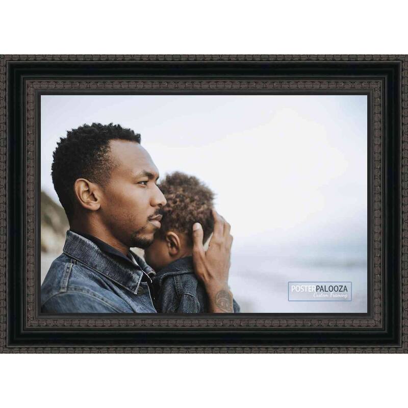 28x40 Traditional Black Complete Wood Picture Frame with UV Acrylic, Foam Board Backing, & Hardware - Black