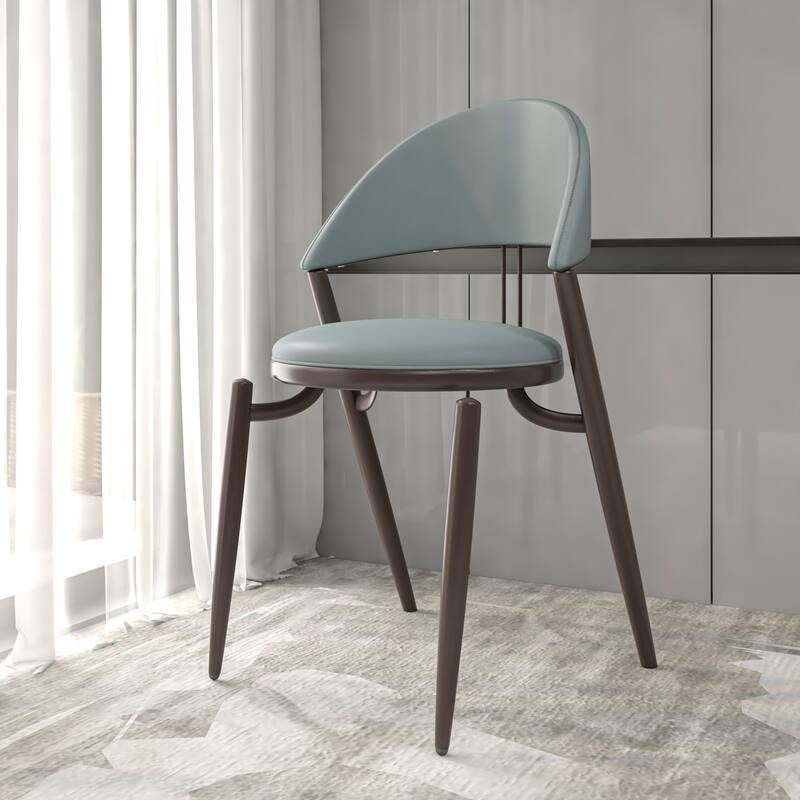 Venice Upholstered Leather Dining Chair Open Back Accent Side Chair with Iron Legs