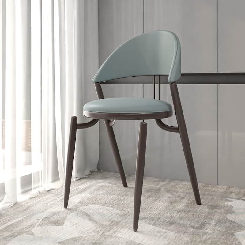 Venice Upholstered Leather Dining Chair (Set of 4) Open Back Accent Side Chair with Iron Legs