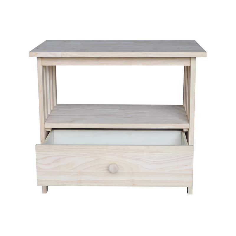 Unfinished Solid Parawood Mission TV Stand - 27.25"W x 17.25"D x 23.6"H