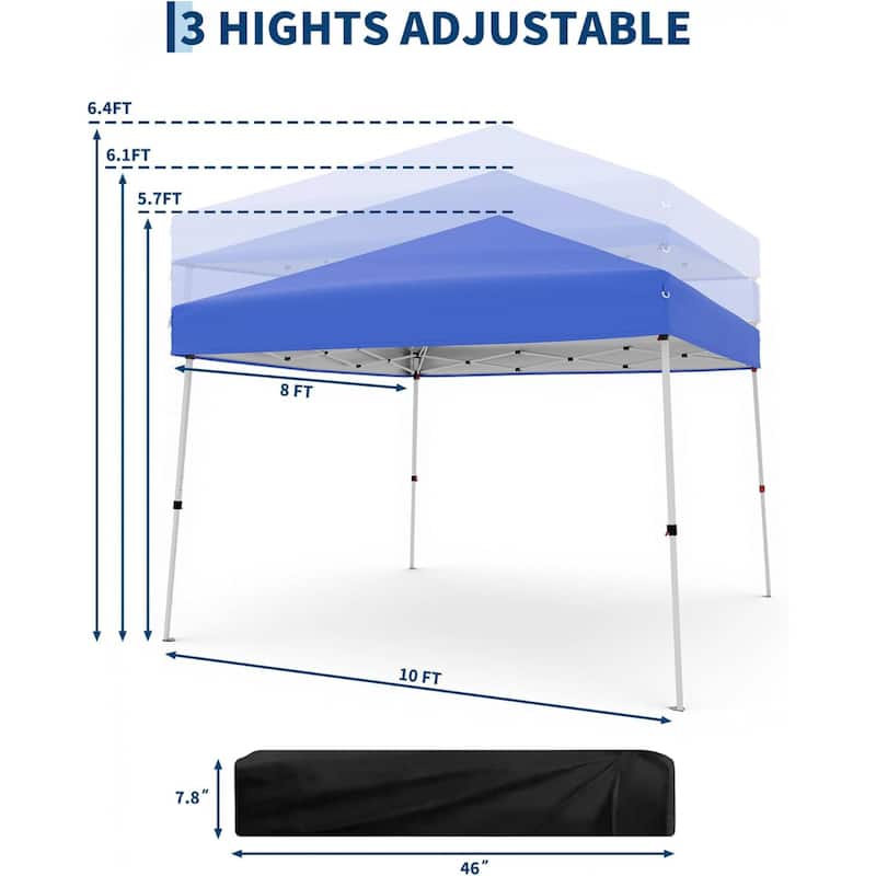 10x10FT Outdoor Portable Pop Up Tent Canopy with Carry Bag for Camping, Patio Deck Garden Beach
