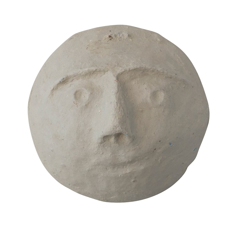 Paper Mache Moon with Face Wall Décor - 8.0"L x 8.0"W x 3.5"H - Ivory - 8.0"L x 8.0"W x 3.5"H