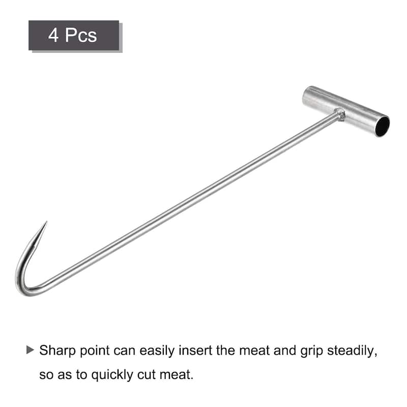 T-Handle Meat Boning Hook, Stainless Steel T Hook for Kitchen - Silver Tone