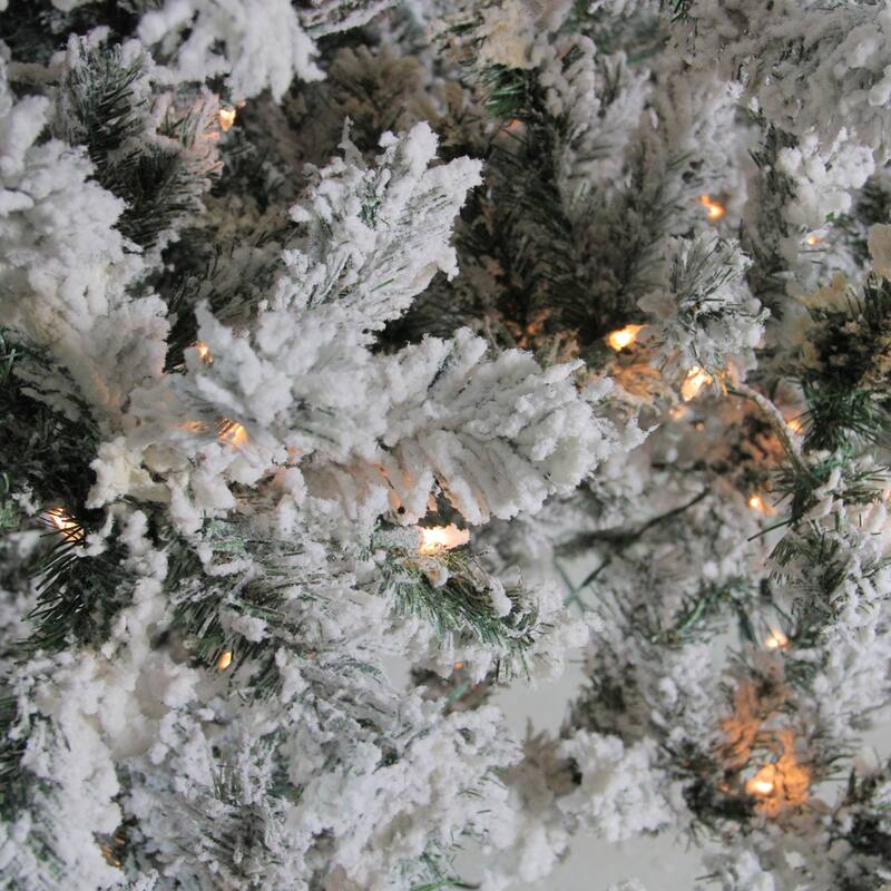 7.5' Pre-Lit Heavily Flocked Medium Pine Artificial Christmas Tree Clear Lights