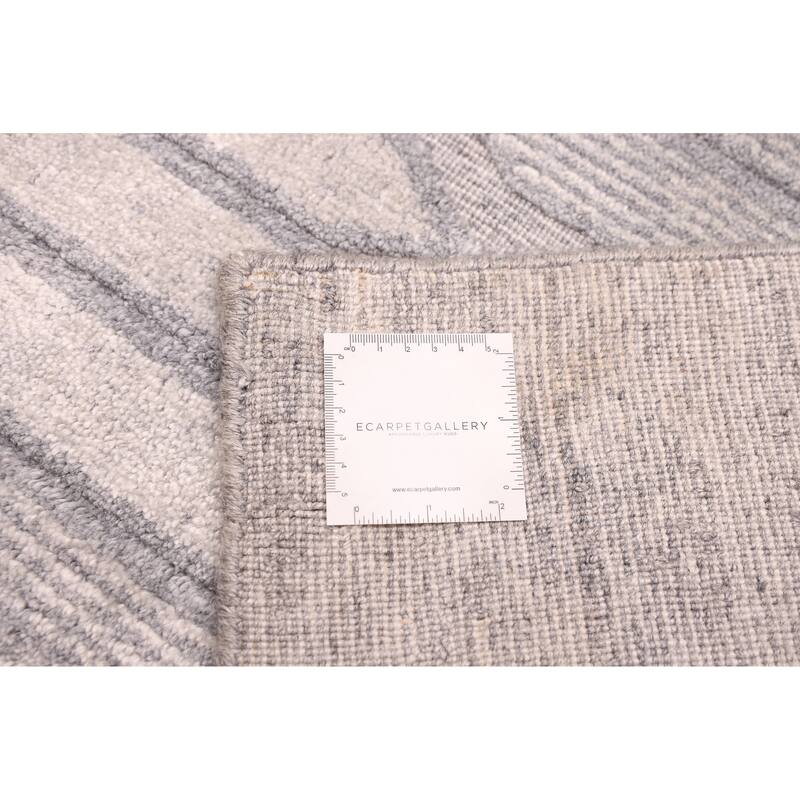 ECARPETGALLERY Hand Loomed Elysian Grey Silk Rug - 6'7 x 9'11