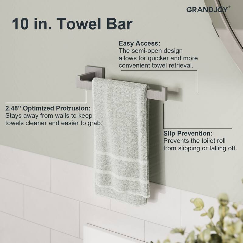 GRANDJOY Dual Shower Heads 12" Rainfall Shower System with 4-Piece Bathroom Towel Rack Combo Set
