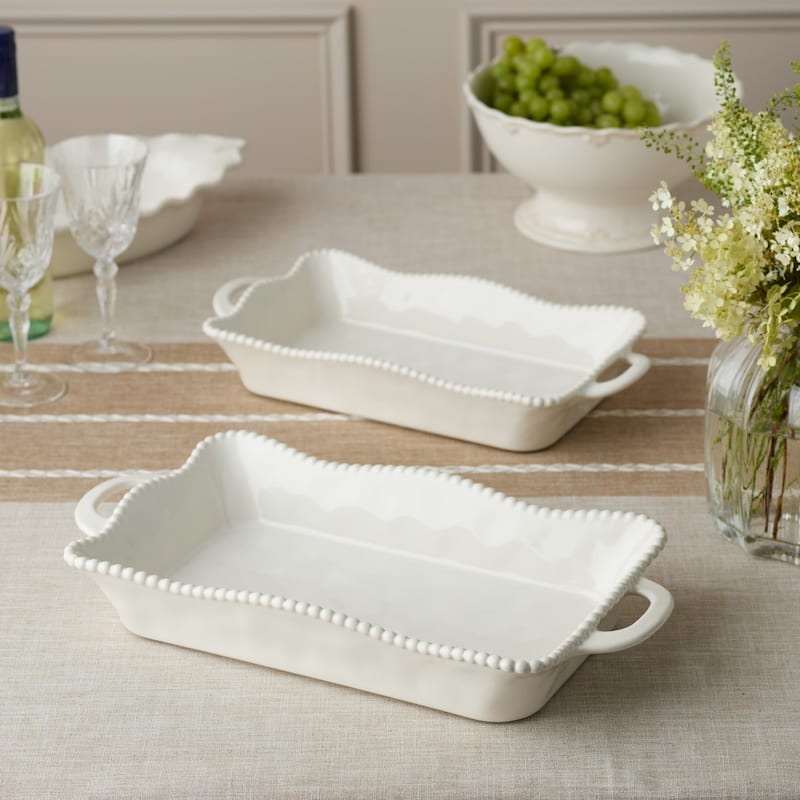 Certified International Perlette Cream Medium Rectagular Baker 16.25" x 8.5"