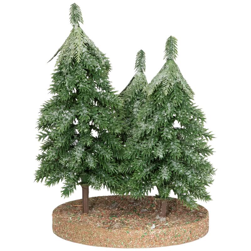 Icy Downswept Pine Trio of Trees Christmas Decoration - 8" - Unlit