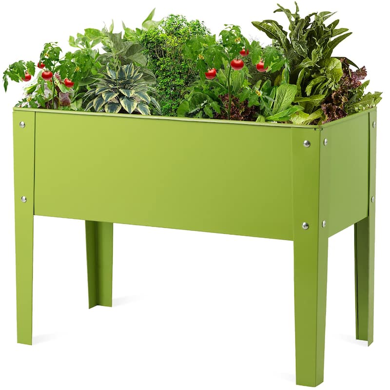 Raised Garden Bed Elevated Planter Metal Plant Box - Green - Steel