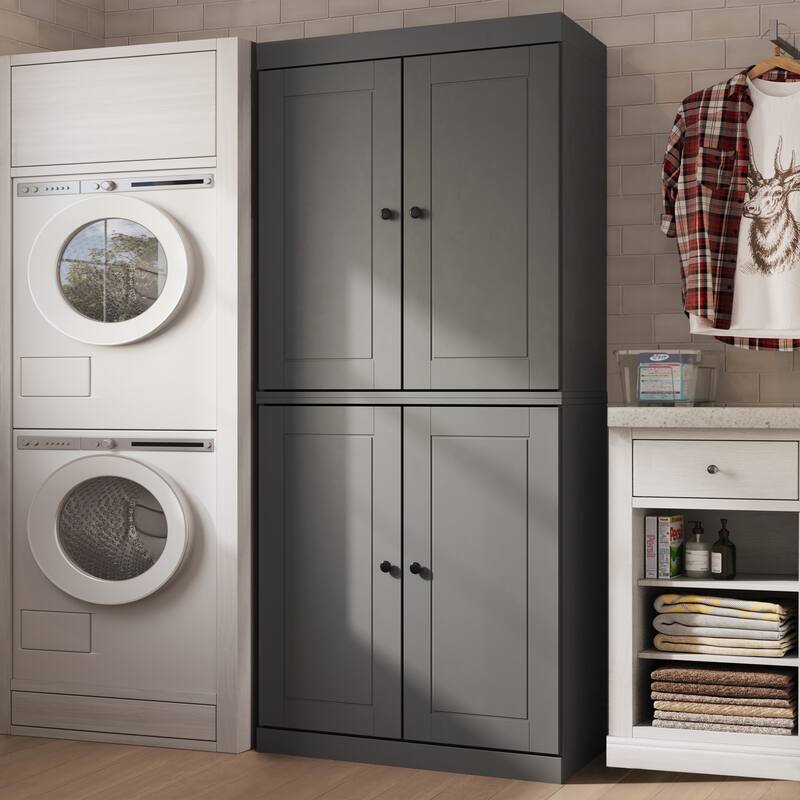 Palace Imports 100% Solid Wood Bathroom & Laundry Storage Cabinet, Raised Panel Doors, Adjustable Shelves, 32" Wide, 71.5" Tall