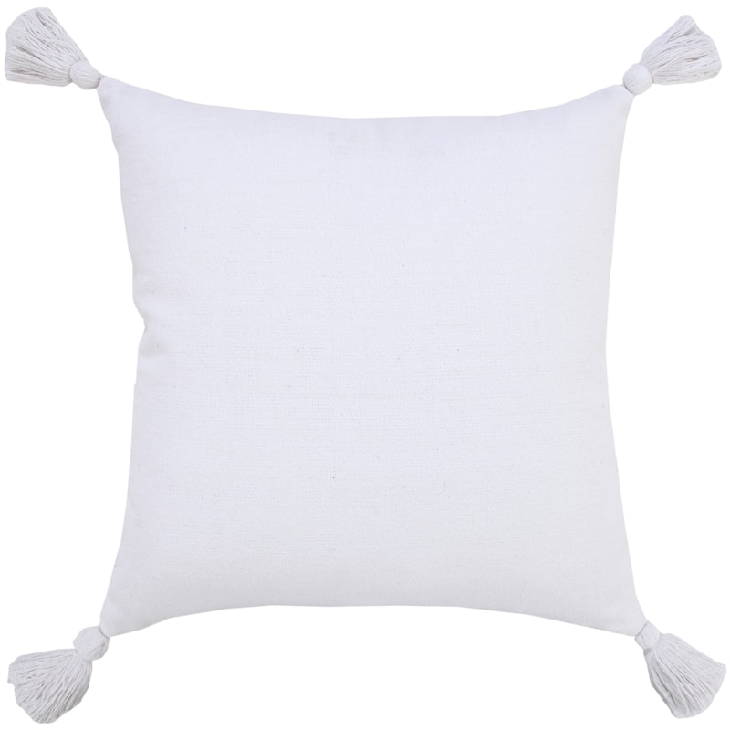 HomeRoots 20" X 20" White 100% Cotton Zippered Pillow