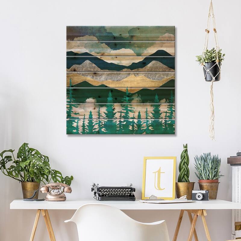 Misty Pines II Print On Wood by SpaceFrog Designs - Multi-Color