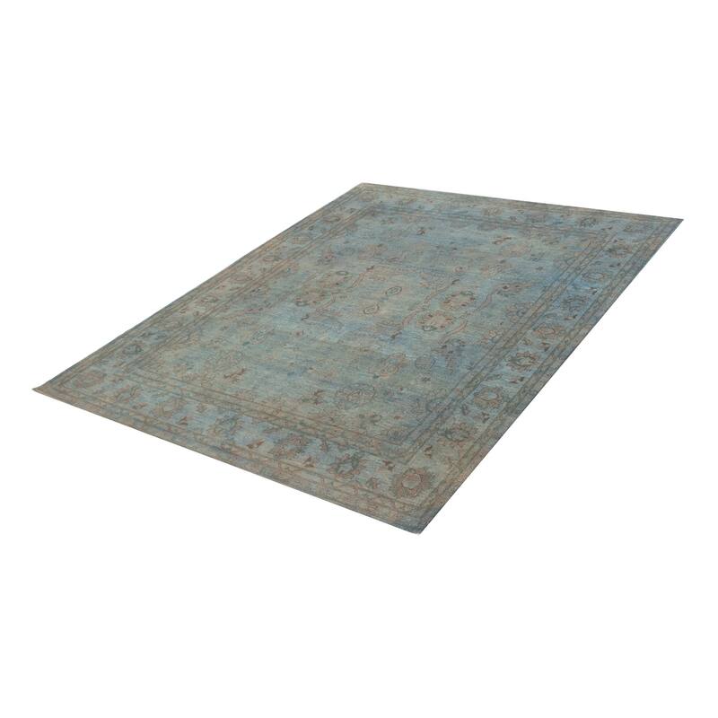 ECARPETGALLERY Hand-knotted Vibrance Blue Wool Rug - 8'0 x 9'8