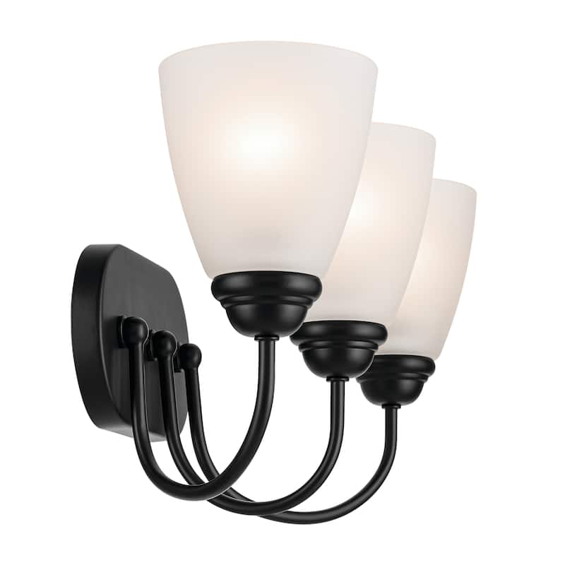 Kichler Lighting Jolie 3-Light Vanity Light with Satin Etched Glass in Black