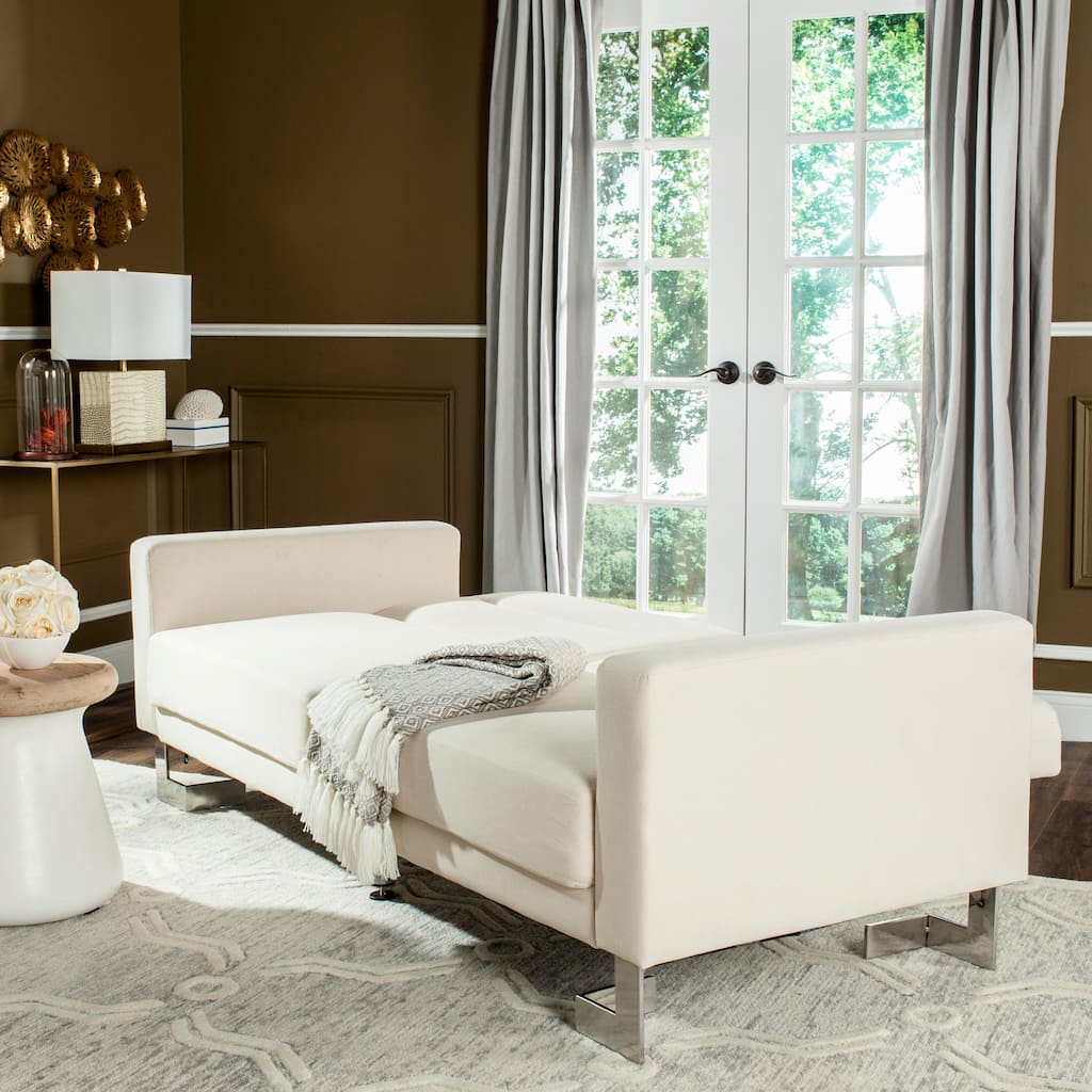 SAFAVIEH Spring Two-In-One Modern Foldable Beige Loveseat Sofa Bed