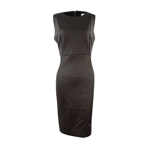 calvin klein black dress with gold zipper in back