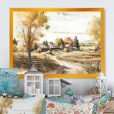 Designart "Beautiful Barn In Spring VIII" Farmhouse / Country Framed Art Print