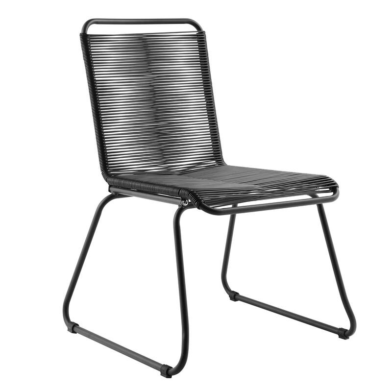 Sarcelles Woven Wicker Patio Dining Chairs by Corvus (Set of 4) - Black