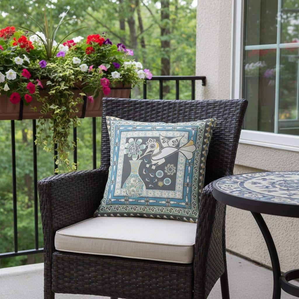 HomeRoots 16" x 16" Black and White Peacock Blown Seam Floral Indoor Outdoor Throw Pillow - 16.00' X '5.00' X '16.00