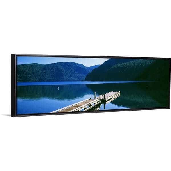 "Lake Crescent Olympic National Park WA" Black Float Frame Canvas Art