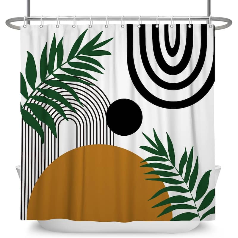 Boho Shower Curtain Arch Sun Beige Abstract Bath Curtain, 72''Wx72''L