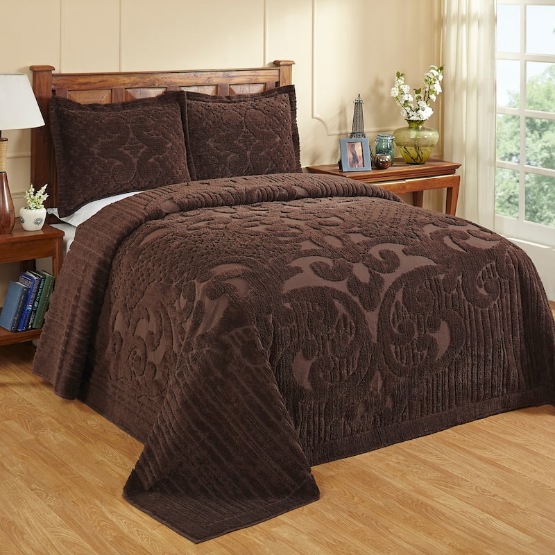 Better Trends Ashton Collection in Medallion Design 100% Cotton Tufted Unique Luxurious Machine Washable Tumble Dry - Chocolate - King